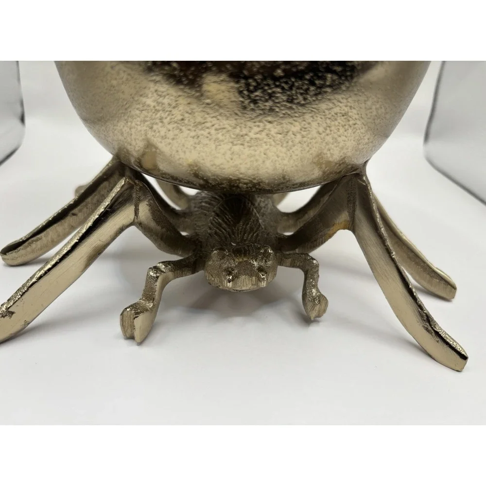 Rachel Zoe Medal Silver & Gold Spider Candy Bowl Halloween Decor Set Of 2